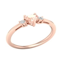 Imperijalni dragulj 10k ružičasto zlato srce rezano morganite ct tw dijamant tri kamene ženske prsten