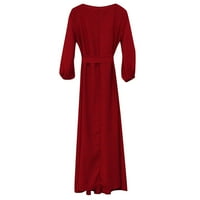 Žene mini duga ljetna ležerna haljina okrugli dekolte rukavi čvrste žene haljine crvene xl