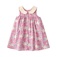 ; / Odjeća za malu djecu, Odjeća za djevojčice, ljetna ležerna ružičasta haljina s printom, haljina za zabavu