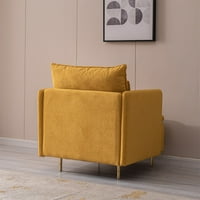 Moderni naglasak fotelje, tapecirana jednostruka kauč s zlatnim metalnim nogama, udobna stolica za čitanje bočne