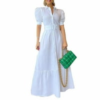 Jednodijelna haljina s pojasom koja se lako podudara s udobnom haljinom za poslovni ured na otvorenom s bijelim