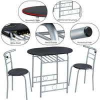 Alden Design Modern Set za ručavanje s okruglim stolicama za dom, crno