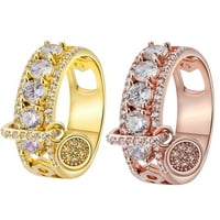 Luksuzne djevojke kubični cirkonia umetnuti okrugli šarm prsten svadbeni nakit nakit dar legura rinestone cz srebro