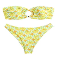Sunisery Women Bikini kupaći kostimi cvjetni print bez naramenica zamotaju vrhovi cijevi za prsa i tange na plaži