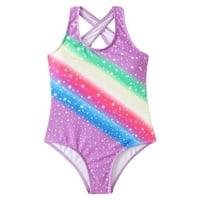 Maličja kupaći kostim za djevojčice Ljeto slatka Crisscross Rainbow Tisak cvjetni print spojeni kupaći kostimi