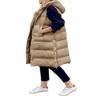 Ženska jesenska zima dugačka jakna s prslukom bez rukava s patentnim zatvaračem debela odjeća