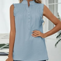 Rasprodaja Ženske majice Ženska bluza kratkih rukava Ležerne jednobojne bluze s okruglim vratom modne plave boje