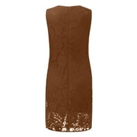 Ljetne haljine za žene dužina koljena moda a-line solidna kvadratna haljina haljina kava 5xl