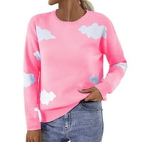 Pedort Womens casual Preveliki džemperi Uzročni rebrasti pleteni pulover dugih rukava ružičasti, s