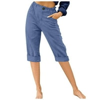 MafytyTPR Ženski klirens Capris plus veličina labave hlače s širokim nogama Visoki struk Ravne hlače povremene