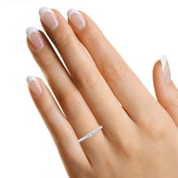 Baguette prsten s bijelim prirodnim dijamantom okruglog reza od bijelog zlata od 14 karata preko srebra -6,5