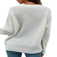 Springttc ženska šuplja iz prednjeg okruglog vrata čvrsta dugih rukava ležerni labavi džemper
