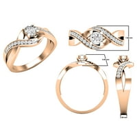 14-karatni ženski prsten za vjenčanje od ružičastog zlata od bijelog dijamanta od 14 karata, Veličina 8