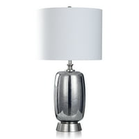 Stolna svjetiljka - staklo od žive i brušeni čelik-bijeli abažur