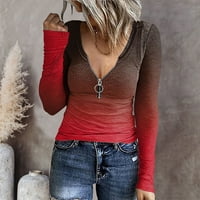 Žene Plus size rasprodaja Ženska ljetna modna majica s izrezom u obliku slova A i dugim rukavima top bluza pulover