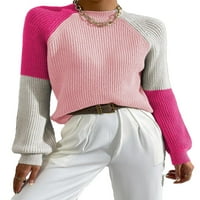 Casual colorblock postolje za ovratnik puloveri dugih rukava višebojne žene džemperi