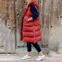 Baycosin Moda dugački nabojni prsluk Žene s kapuljačom toplo podstavljene zimske kapute bez rukava bez rukava,