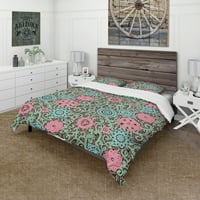 DesignArt 'cvjetni pokrivač vintage ružičastog i plavog cvijeća'