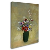 Zaštitni znak likovna umjetnost 'Velika zelena vaza sa miješanim cvjetovima' platno umjetnost Odilon Redon