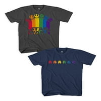 Star Wars Boys Icons Troopers Rainbow Grafička majica s 2 pakete, veličine 4-18