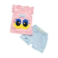 Proljetna odjeća mališana dijete Djevojčice Odjeća za crtani print majica prsluka vrhovi+kratke hlače odjeće odjeće