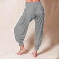 Labakihah joga hlače ženske joge jogeri labavi trening znojne hlače udobne ležaljke s džepovima sive
