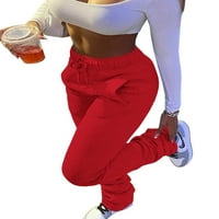 Obloge za runo teret za žene elastične džepove s visokim strukom džepovi Tweatpants dame uzročne labave hip hop