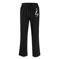 Hlače za muškarce, muške obične Ležerne hlače s elastičnim pojasom i džepom od pamuka i lana, crne hlače 12
