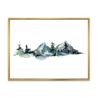 DesignArt 'Minimalistička jela šuma i zimske planine III' Moderno uokvireno platno zidne umjetničke tiska