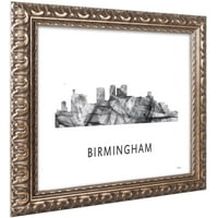Zaštitni znak likovna umjetnost 'Birmingham Alabama Skyline WB-BW' Canvas Art by Marlene Watson, zlatni ukrašeni