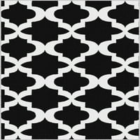 Garland prostirka quatrefoil crno bijela 7'6 x9'6 geometrijski zatvoreni prostor prostirka
