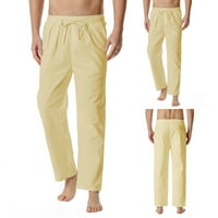 Lanene hlače duge hlače za muškarce, muške lanene široke Ležerne hlače s elastičnim strukom, joga hlače, kućne