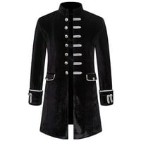 Muški kaputi Rasprodaja Muška jednobojna Vintage baršunasta Steampunk Uniforma dugih rukava s uspravnim ovratnikom