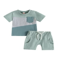 Komplet odjeće za dječake s kratkim hlačama, majica kratkih rukava u kontrastnoj boji i Trenirka s kratkim hlačama