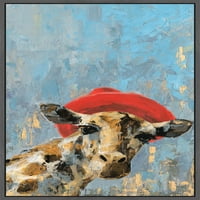 Giraffe's Red Hat Floater uokviren tisak slikanja na platnu