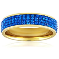 Obalni nakit Plavi kristalno kamenje Zlatno obloženi prsten od nehrđajućeg čelika