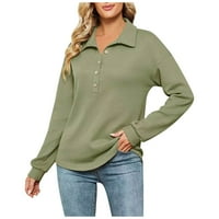 Ženska modna labava pletena dugih rukava Solid Color Casual Top, zelena