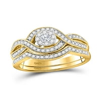 10K žuto zlato dijamantni pasijans mladenkin vjenčani prsten set cttw
