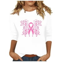 Ženske leptir ružičaste vrpce tiskanje jeseni pulover rukav Slatka grafička majica tema majice trendy bluza casual