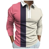 Muške polo majice Polo Lapel Zipper 3D digitalni tisak dugih rukava majica majica majica gornji muškarci modno
