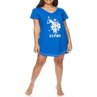 S. Polo Assn. Ženska noćna majica s kratkim rukavima haljina s V-izrezom USPA logotip i otvorena leđa