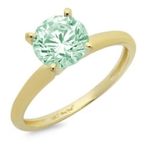 2,5CT okrugli rez zeleni simulirani dijamant 18k Angažiranog prstena za angažiranje žutog zlata Veličina 10.25
