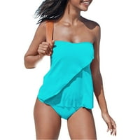 Puawkoer Solid Color dvostruko slojeviti ženski kupaći kostim multi -boja bikini podijeljeni kupaći kostim djevojke