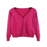 Ženski džemper u obliku džempera u obliku džempera u obliku džempera udobna Putnička jakna dugih rukava ružičasti