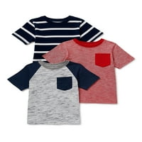 Ganimals Baby Boy & Toddler Boy Pocket & Stripe Majice Multipack, 3-pack, 12m-5T