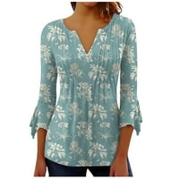 HHEI_K majice za rukave za žene tiskaju grafičke majice bluze casual osnovni vrhovi pulover