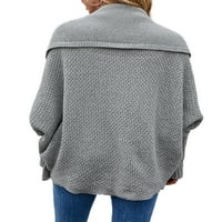 Ženski džemperi od čvrstih boja nadmašuju labavi pleteni kardigans casual jesen zimski kardigan džemper siva l