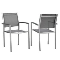 Vanjska stolica za blagovanje u srebrno sivoj aluminijskoj garnituri
