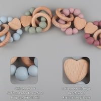 Narukvice za njegu za bebe TEETHE Igračke silikonske perle drvene bukove prstene Zuči zube drvene zvekere Fidget