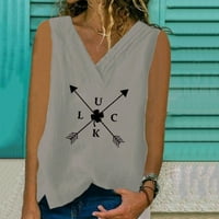 Ženska modna pamučna lanena jednobojna košulja bez rukava s izrezom u obliku slova U, široka majica za slobodno
